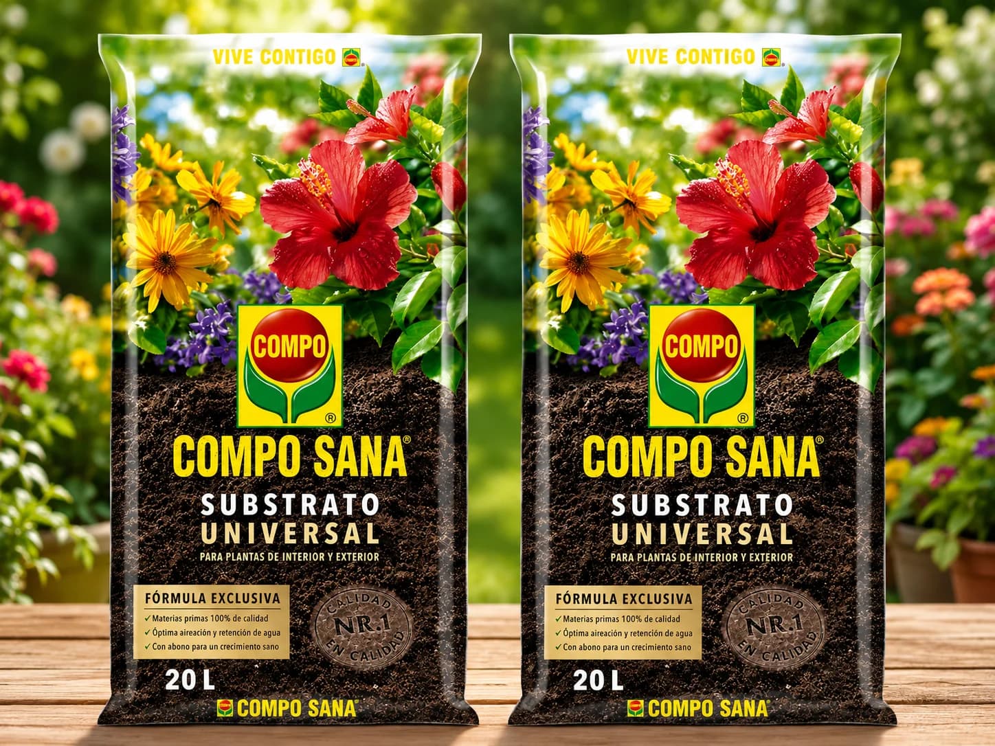 Packs COMPO SANA Substrato Universal de calidad para para plantas de interior, terraza y jardín, 20 L