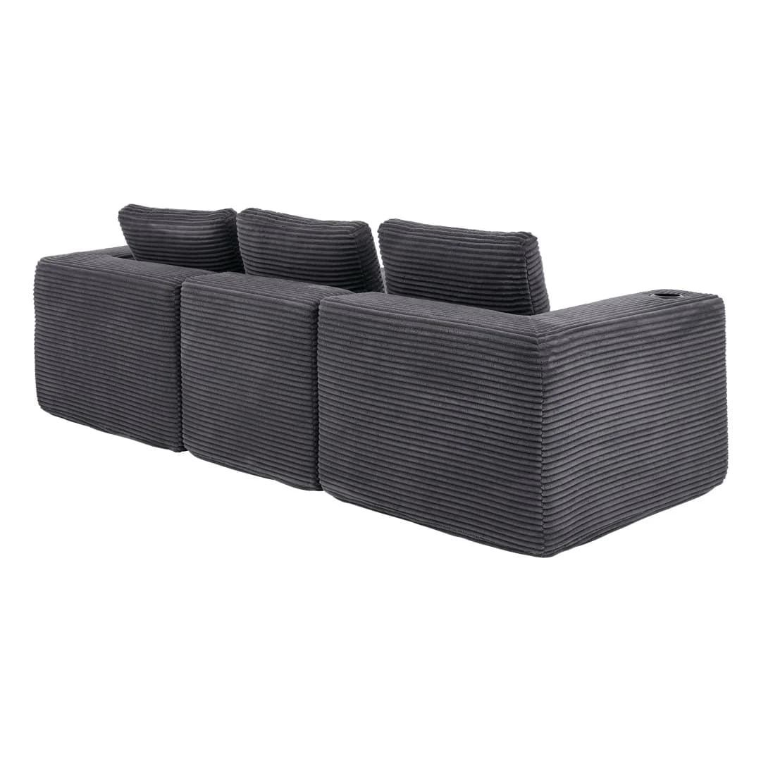 Sofá completamente comprimido de 265 cm de ancho con tres almohadas (almohada de plumas + dos portavasos de plástico) - cómodo sofá doble adecuado