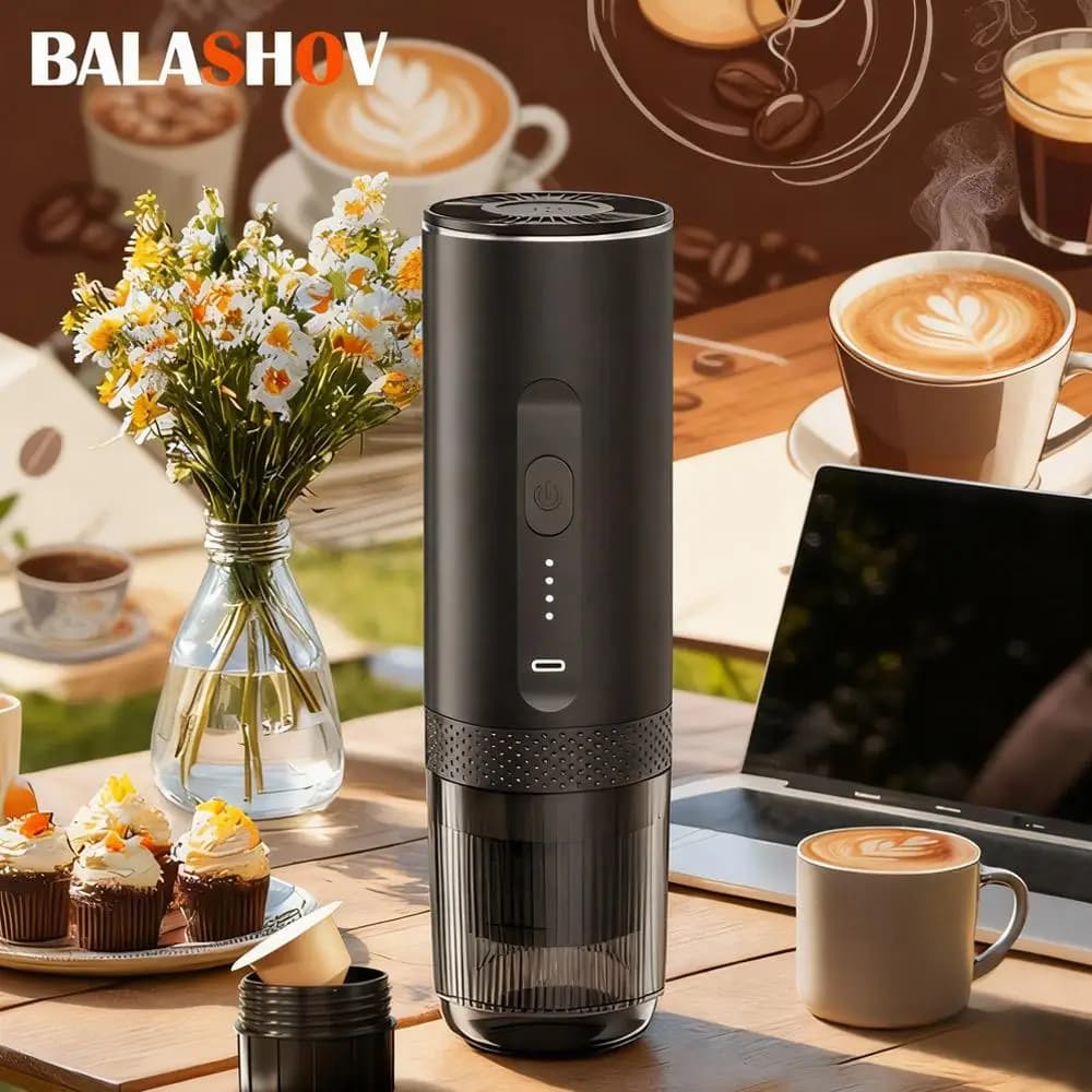 Cafetera Espresso eléctrica para coche y hogar, cafetera portátil para acampar, cápsula en polvo, cafetera inalámbrica 2 en 1 para viaje