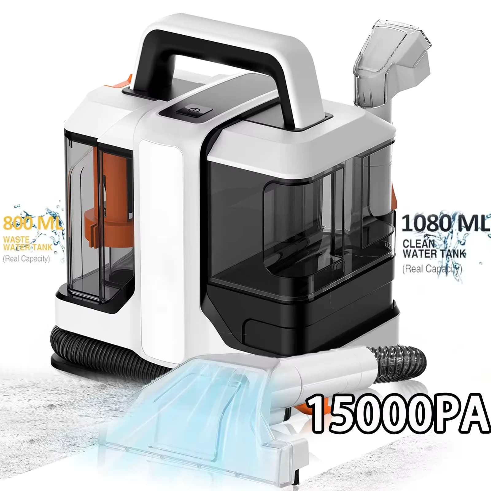 Limpiador de puntos 750W 15KPa, limpiador de alfombras de mano para cortina de sofá, máquina integrada de succión en aerosol, máquina de limpieza