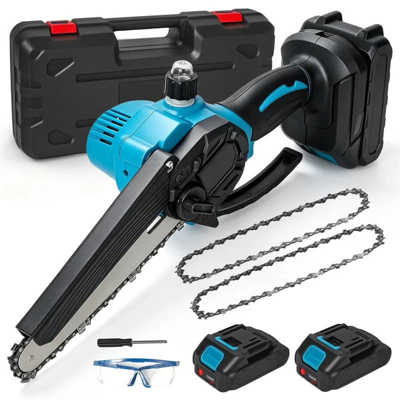 Mini Motosierra DWiusty de 6 Pulgadas, Sierra Eléctrica Portátil de Mano, Batería de 21V Recargable, Herramienta para Cortar Ramas de Árboles,