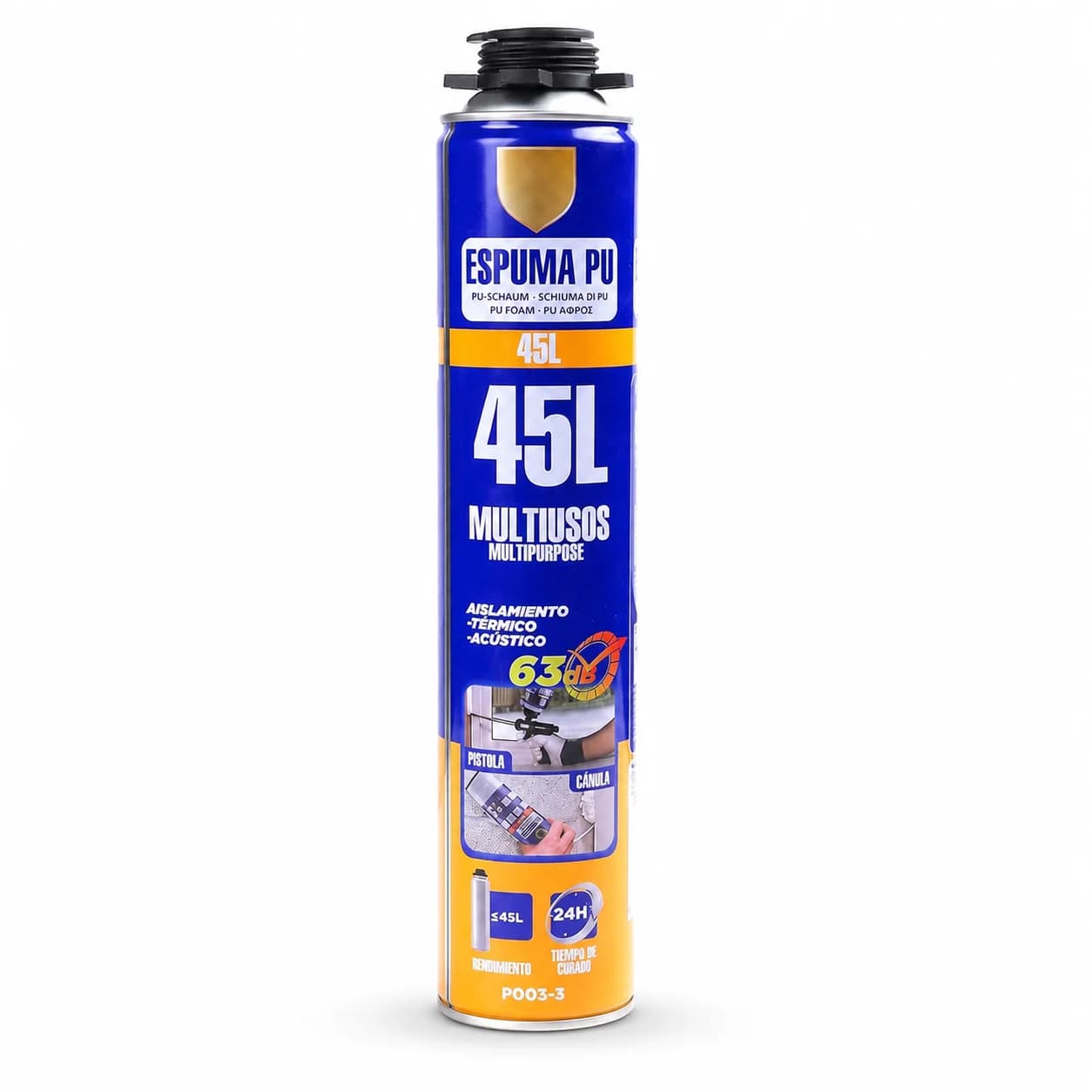 Espuma de Poliuretano Expansiva 750ml 45L, Individual o Kit con Pistola Aplicadora y Limpiador, Sellado Aislamiento Térmico Acústico Relleno de