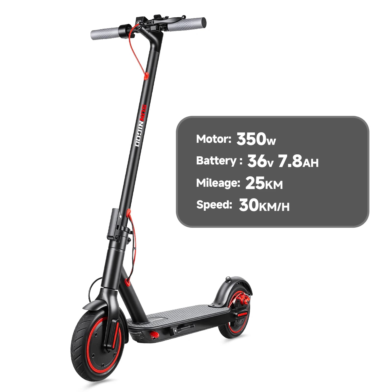 SUNNIGOO-patinete eléctrico N7, 25-30KM de largo alcance, 30 KM/H, aplicación inteligente plegable, EScooter con luces de freno y luces traseras,