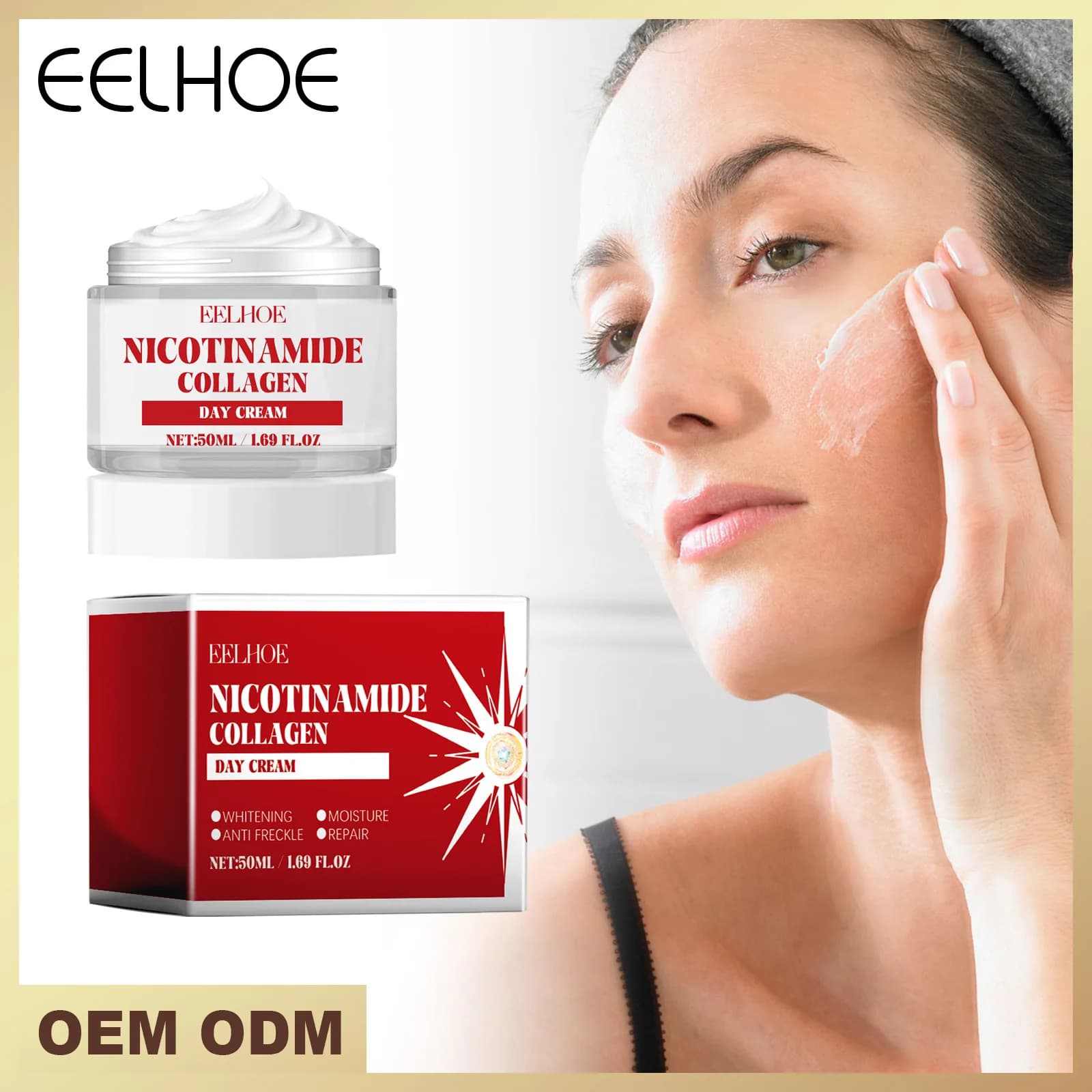 Crema de día de niacinamida, uniforme del tono de la piel, Reduce las manchas oscuras, mejora la elasticidad, hidrata la piel, bloqueo, crema de día