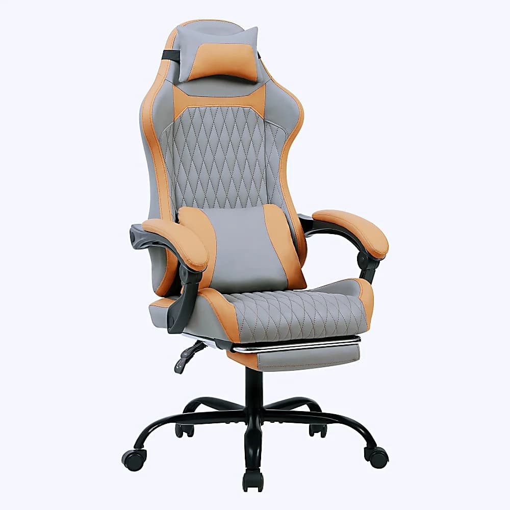 Silla de oficina ergonómica, multiusos 360 °   Silla de oficina giratoria para juegos, equipada con cómodo respaldo, reposacabezas y soporte