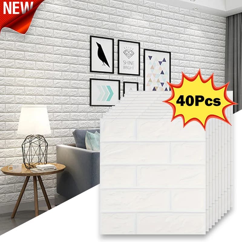 40 Uds. Papel tapiz de ladrillo de imitación 38,5x35cm autoadhesivo impermeable a prueba de humedad decoración de pared del dormitorio de la sala de