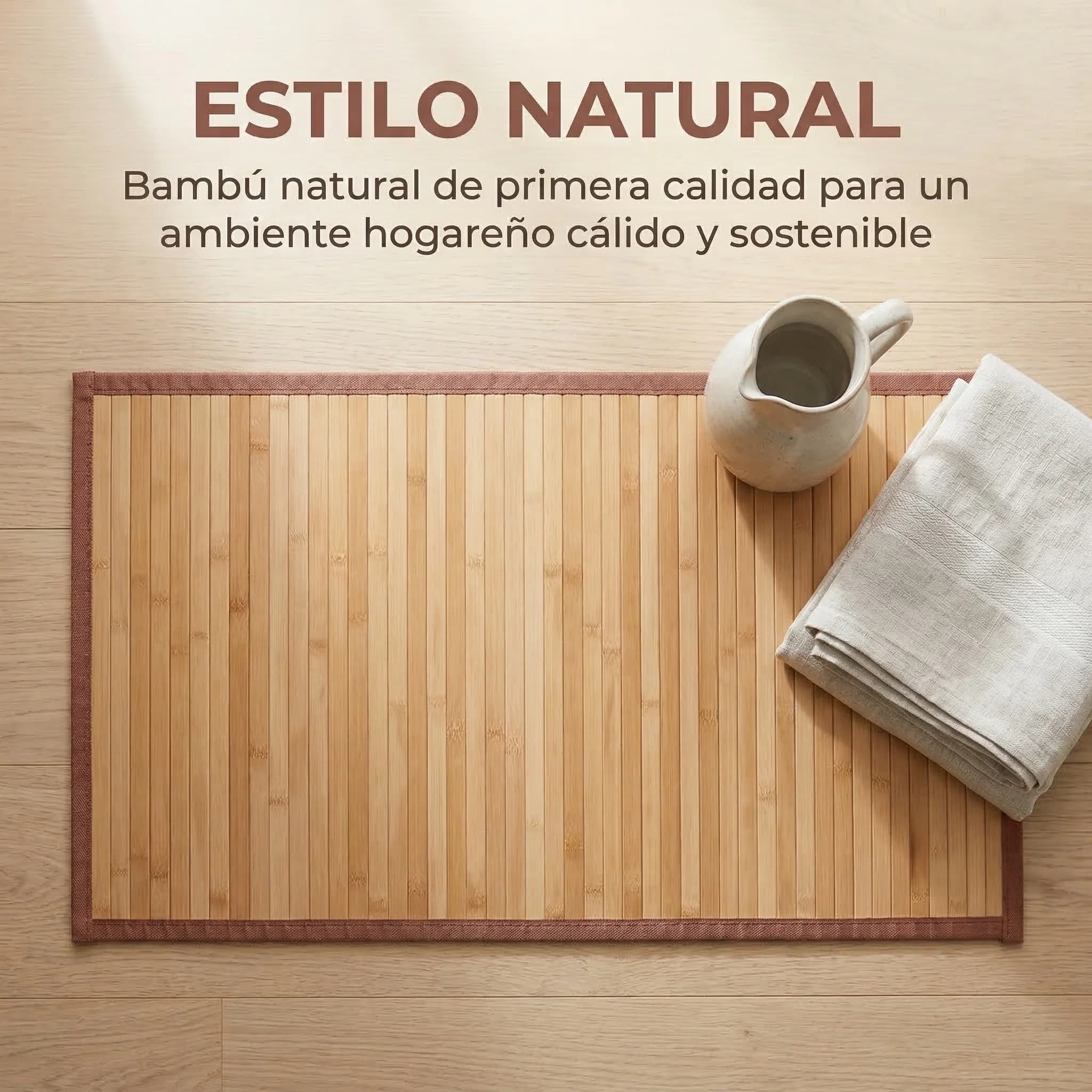 Alfombra de Bambú Antideslizante para Pasillo, Sauna o Balcón, Varios Tamaños