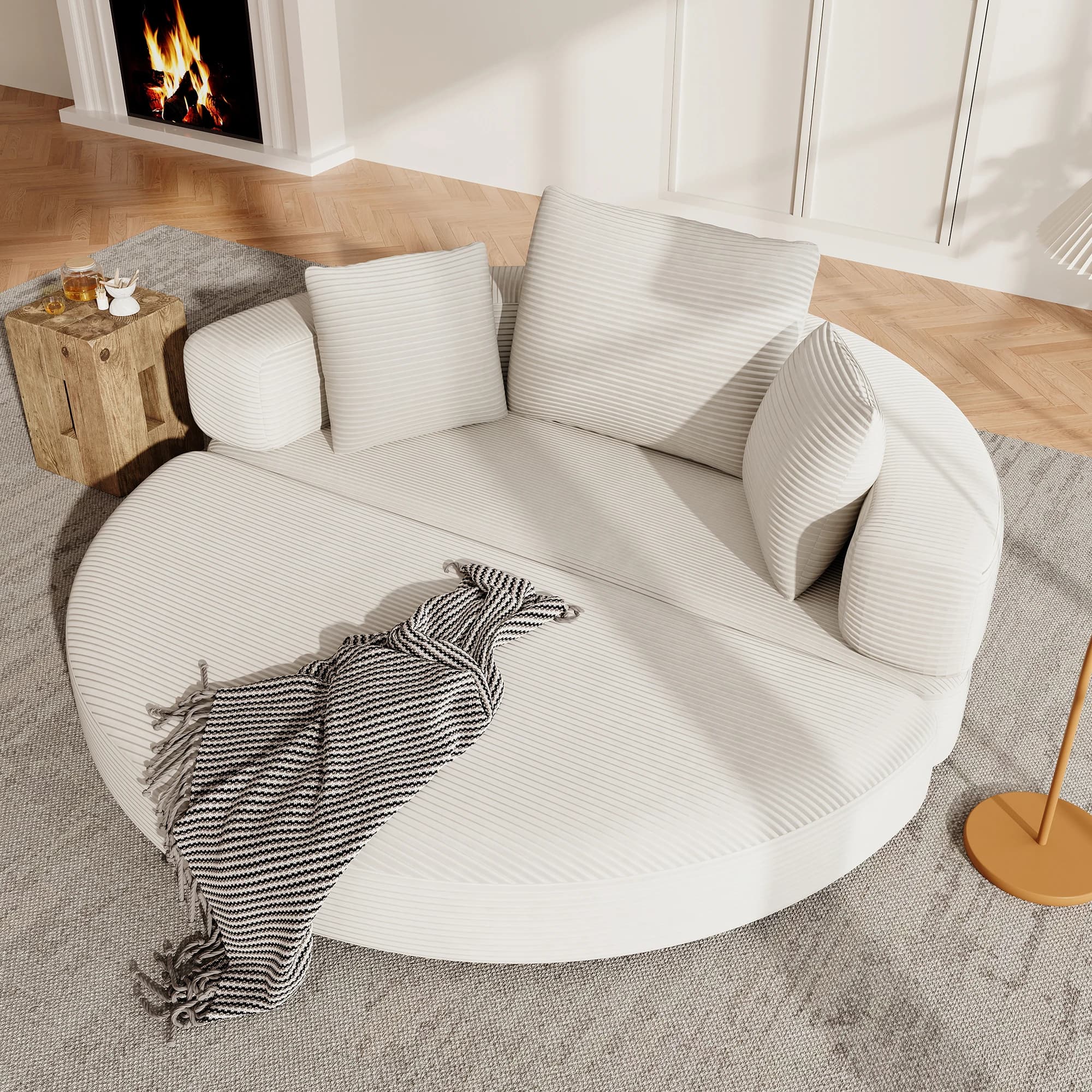 Sofá Cama Plegable Independiente sin Estructura, Sofá Modular Ovalado con Diseño de Almohada, Mueble de Tela de Cordón Suave Ideal para
