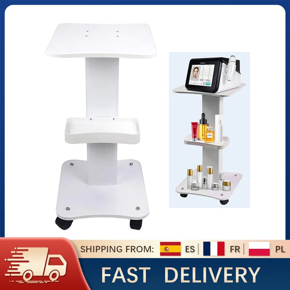 Carro rodante para salón de belleza, almacenamiento de 40 kg de carga, soporte para equipo de Spa, mesa de salón de 3 niveles, estante de madera 360