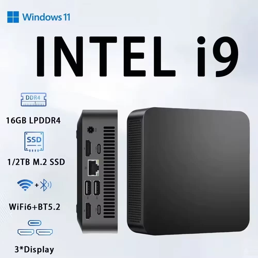 Mini PC con Windows 11, Intel Core i9 8950HK, Windows 11 Pro, gráficos Intel UHD, Ethernet 10/100/1000Mbps, computadora de escritorio.