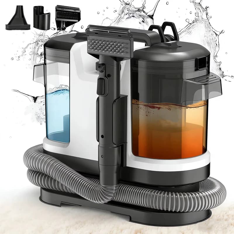 Limpiador de Alfombras Portátil con Spray y Succión, Todo en Uno, para Manchas de Mascotas, 500W, 12kPa, Limpiador Manual para Muebles y Tapicería