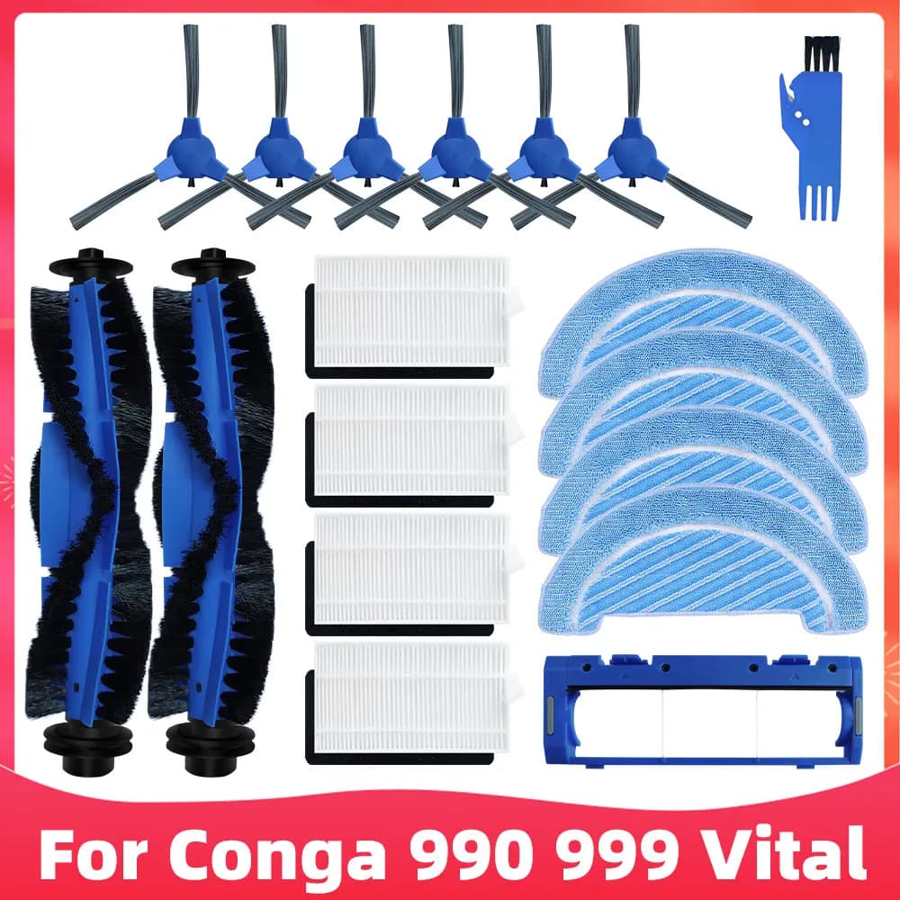 Para Cecotec Conga 990 Vital / Conga 999 Vital Robot aspirador Cepillo Lateral principal filtro Hepa fregona trapo repuestos