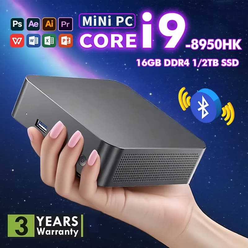 NUEVO Mini PC Portátil 2026 con Intel Core i9-8950HK/i3-6100, Windows 11 Pro, 16GB DDR4, 1/2TB SSD, WiFi 6, BT5.2, para Juegos y Oficina