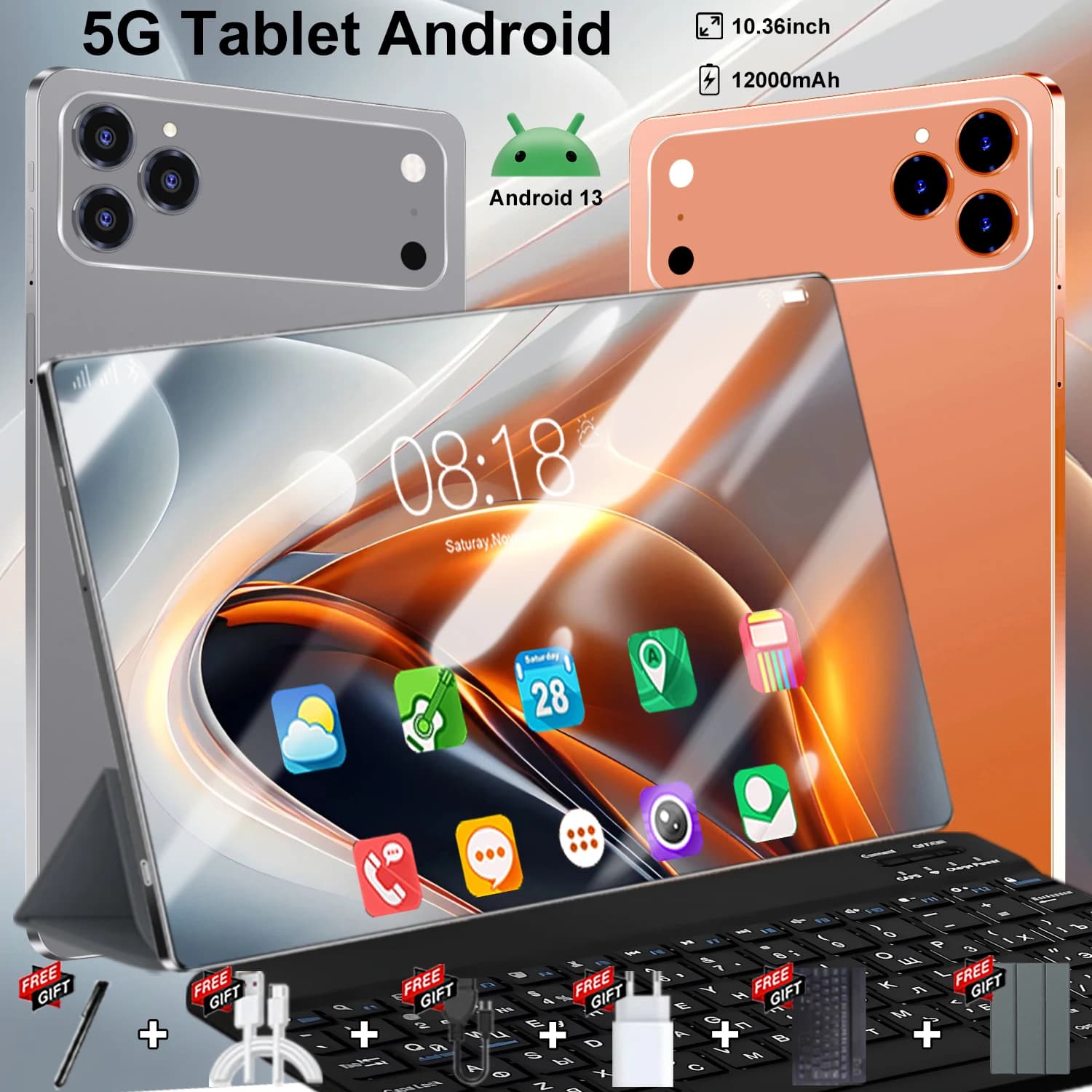 Nueva Tablet 5G 2026 con Android 13.0, Pantalla de 10.36 Pulgadas, Llamadas Telefónicas, 16GB de RAM, 1TB de ROM, 20000mAh, 14 Núcleos, Doble SIM,
