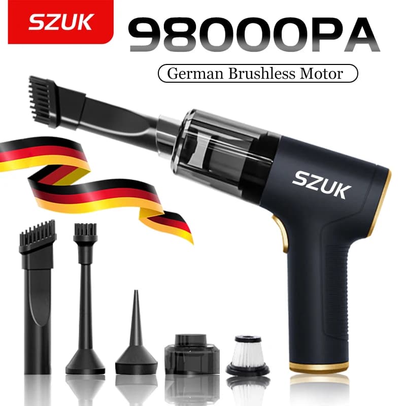 SZUK-aspiradora de coche 98000PA, Mini máquina de limpieza potente inalámbrica de mano para coche, ordenador portátil, electrodoméstico