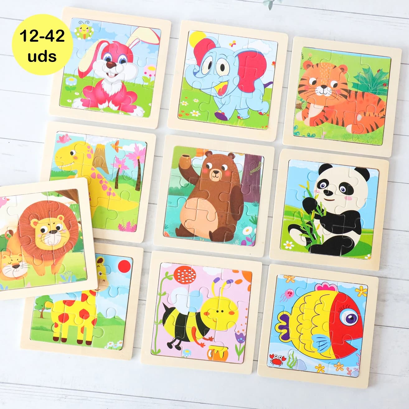 Lote de 12 a 42 unidades de puzzle infantil, puzzle de animales, juegos de animales para niños, Regalos de cumpleaños infantil, Regalos niños clase