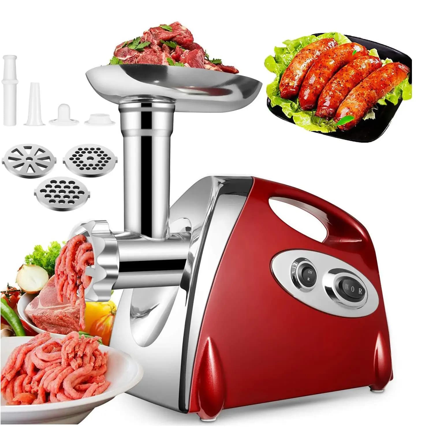 Picadora de carne eléctrica potente Max 2800W picadora de carne de alta resistencia picadora de salchichas procesador de alimentos de acero