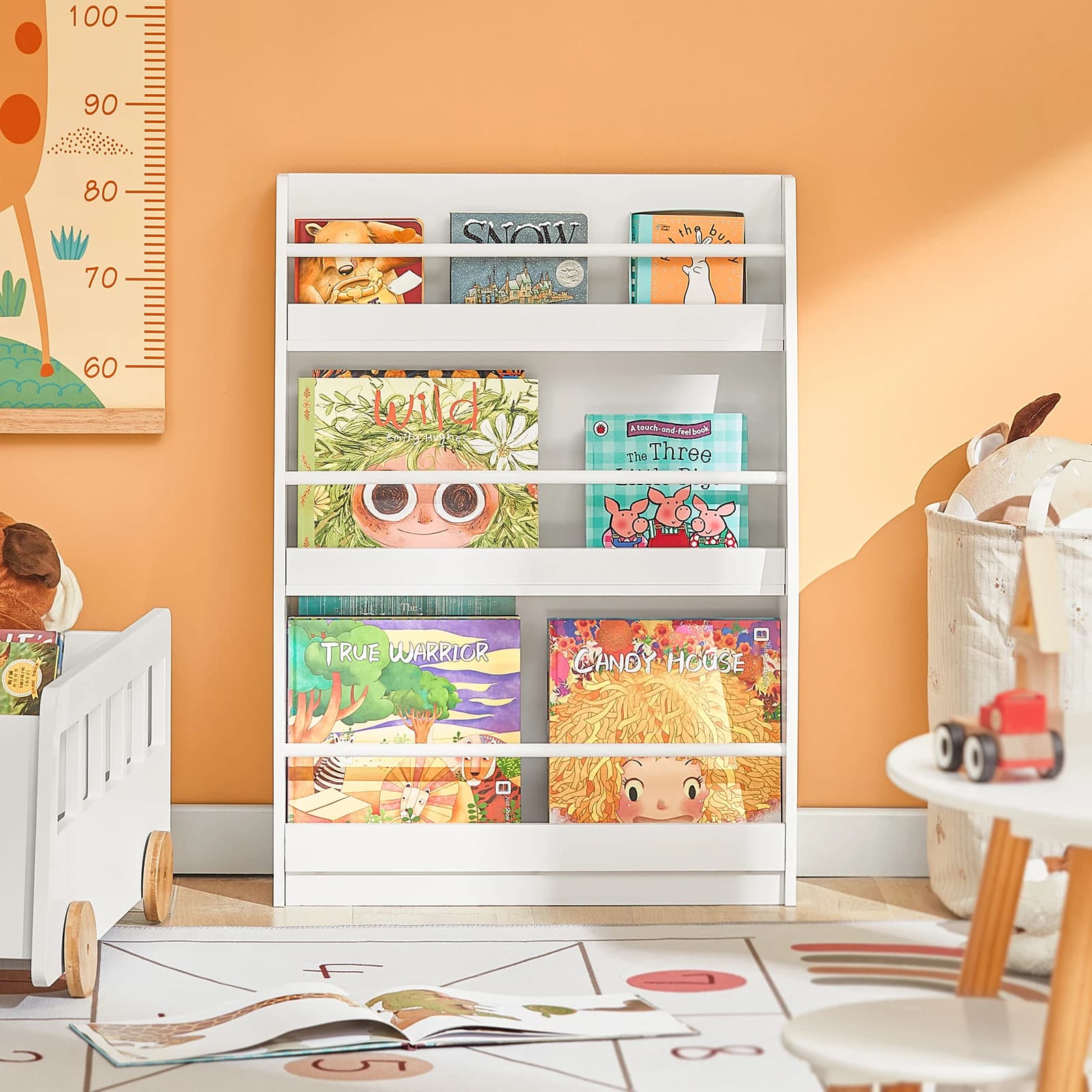 SoBuy KMB45-W Estantería infantil Estantería para niños Estante de almacenamiento de 3 estantes para libros y decoración