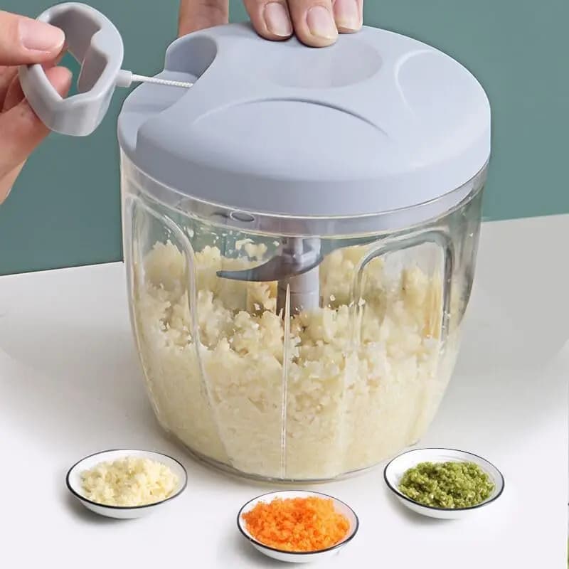 Procesador manual de alimentos, picador de verduras, picador de ajo portátil con cuerda para tirar, cortador de cebolla para verduras, jengibre,