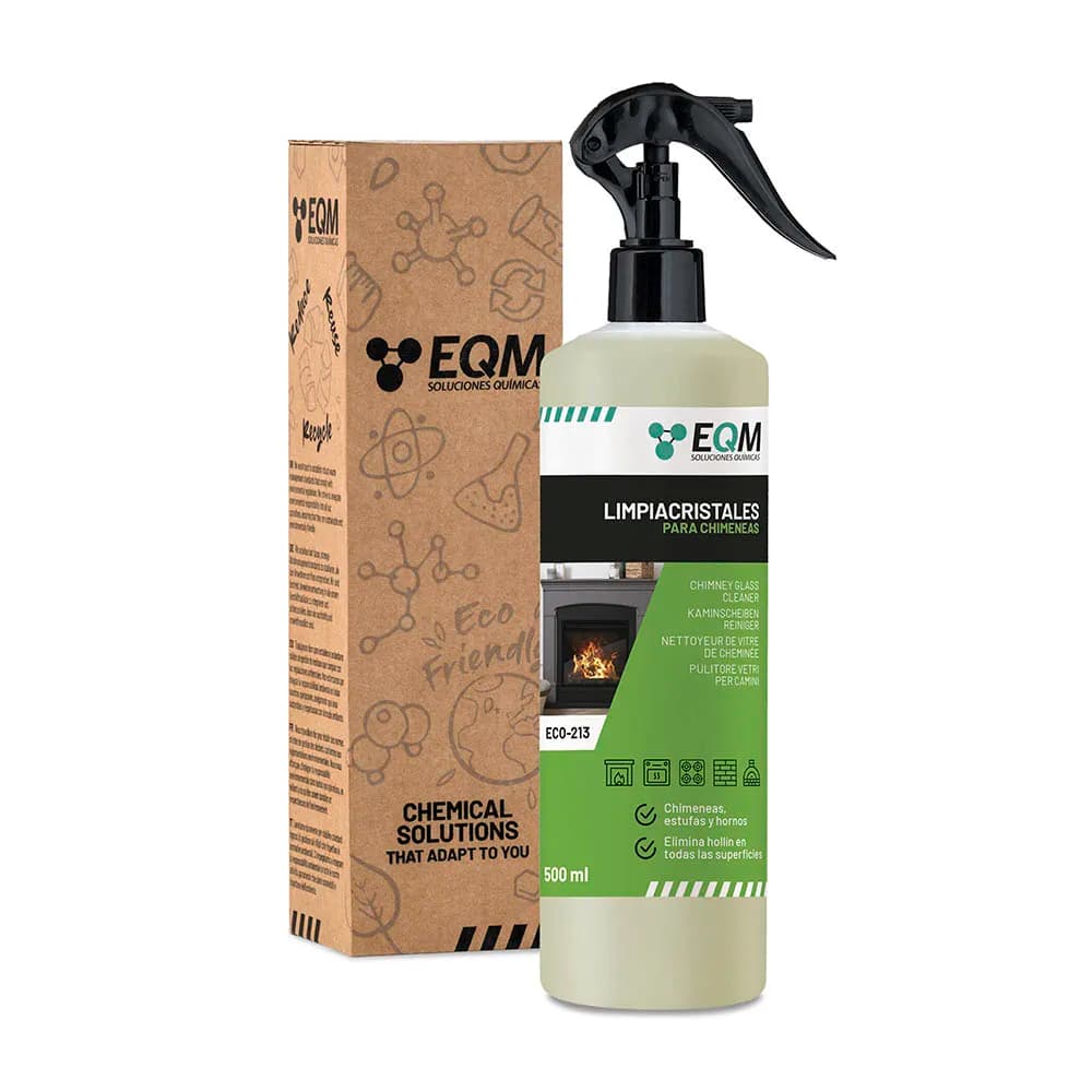 EQM - ECO-213 - Limpiacristales Chimeneas, Estufas y Hornos - Elimina humo, vaho y hollín de cristales, ladrillos y superficies