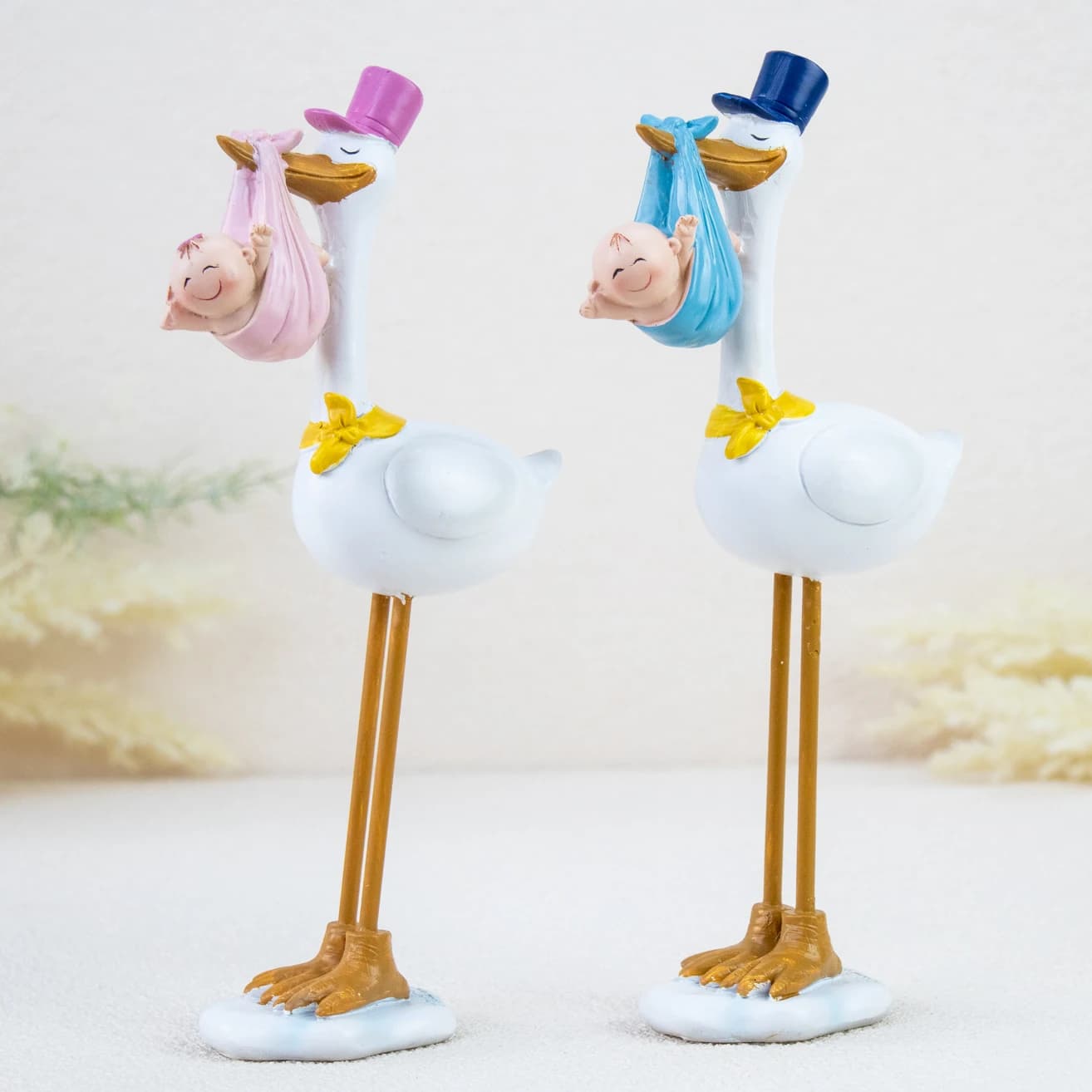 1 unidad de figura de tarta de cigüeña para bautizo, Figura de tarta para bautizo de niño y de niña, Cigüeña con bebé, Detalles para tartas,