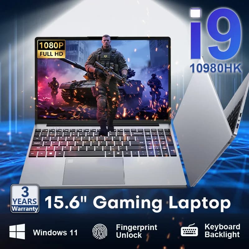 15.6" Windows 11 Pro Laptops Intel Core i9-10980HK i9-9900 16GB RAM 1TB SSD 1920*1080P Gaming Laptop Fingerprint UnIock Computer
