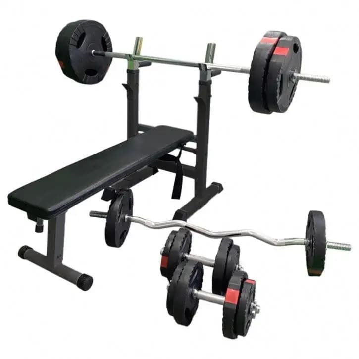 Banco de Musculación con Juego de Pesas de Plástico con Triple Agarre