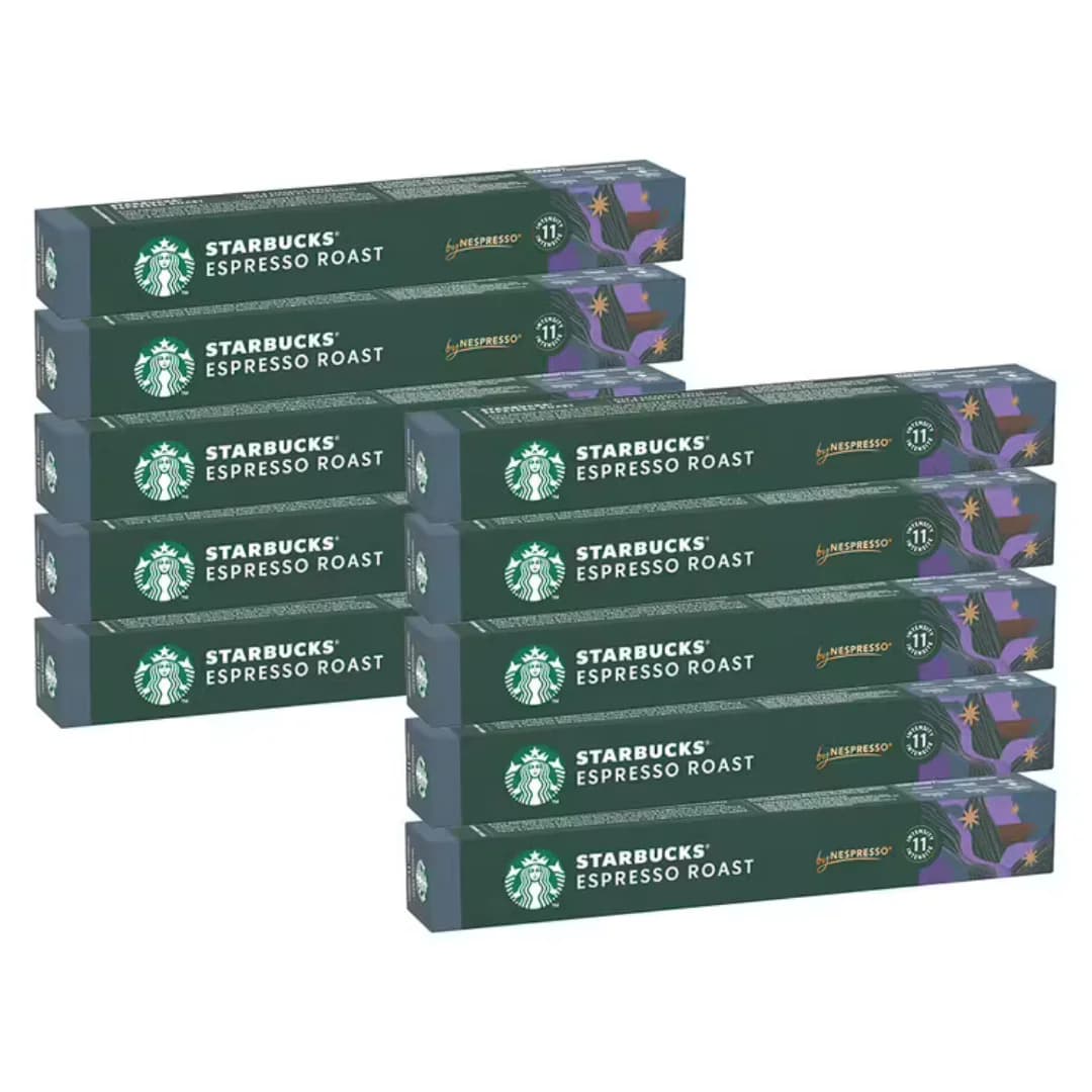 Pack Café Starbucks 100 Cápsulas Espresso Roast Compatibles Nespresso - PACK 10 UDS - QUMIR