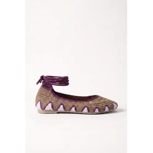 Bailarinas Artesanales Crochet con Cintas Tobillo de Mujer - Teovel N5810 - Estilo Étnico - Plantilla Acolchada - Nueva Colección Primavera/Verano