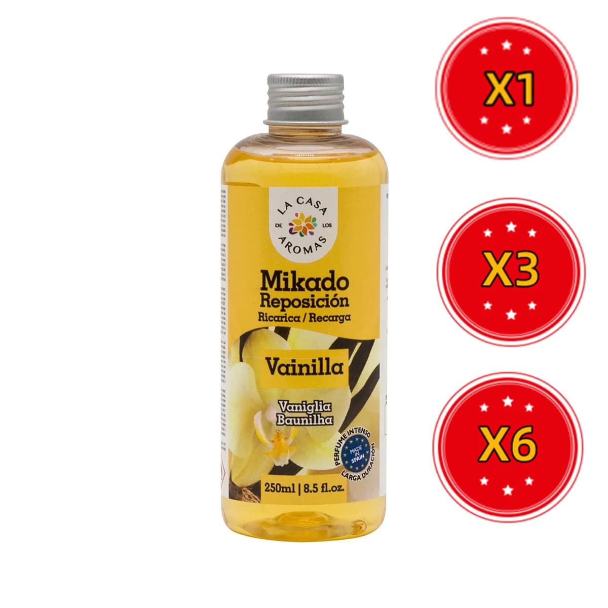 Plushome Ambientador Mikado Repo Aromatizante en Varillas - Variedad de Esencias - Canela, Azahar, Canela Naranja, Frutos Rojos - 250ml, 500ml y 1L