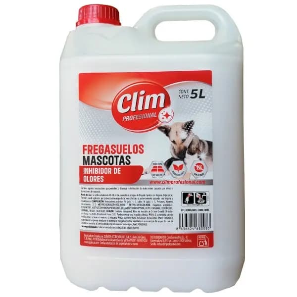 Fregasuelos mascotas con acción reforzada Clim Profesional. 5L