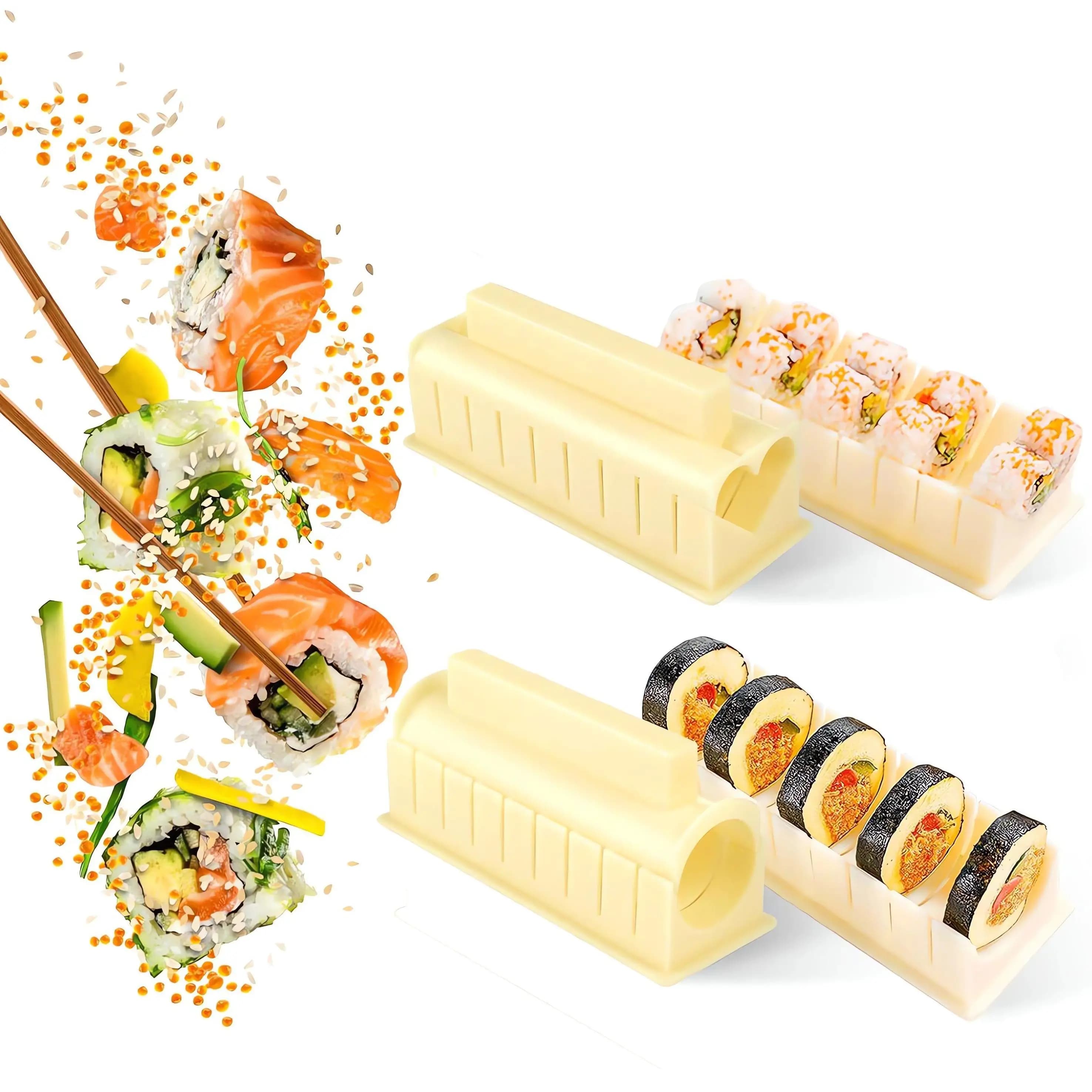 Kit de Sushi Euroxanty - Molde de Sushi Redondo y Corazón - Set de Sushi Roller Mold - Arroz Forma - Regalos para Principiantes DIY (Beige)