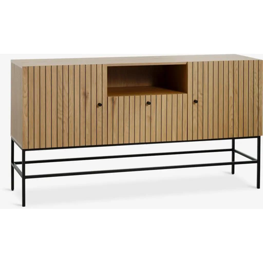 ORION91oficial® - Aparador | Estilo Industrial | Tablero MDF - Melamina | Acero | 2 puertas-1 cajón-3 estantes | 150x80x41 cm | Color Roble