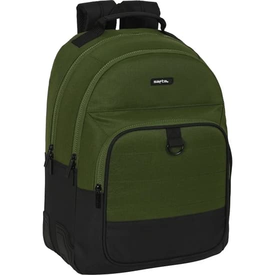 SAFTA  MOCHILA DOBLE ADAPT.CARRO SAFTA "DARK FOREST" - Mochila con Asas Ajustables y Espalda Ergonomica - Mochila con Compartimientos con Cremallera -