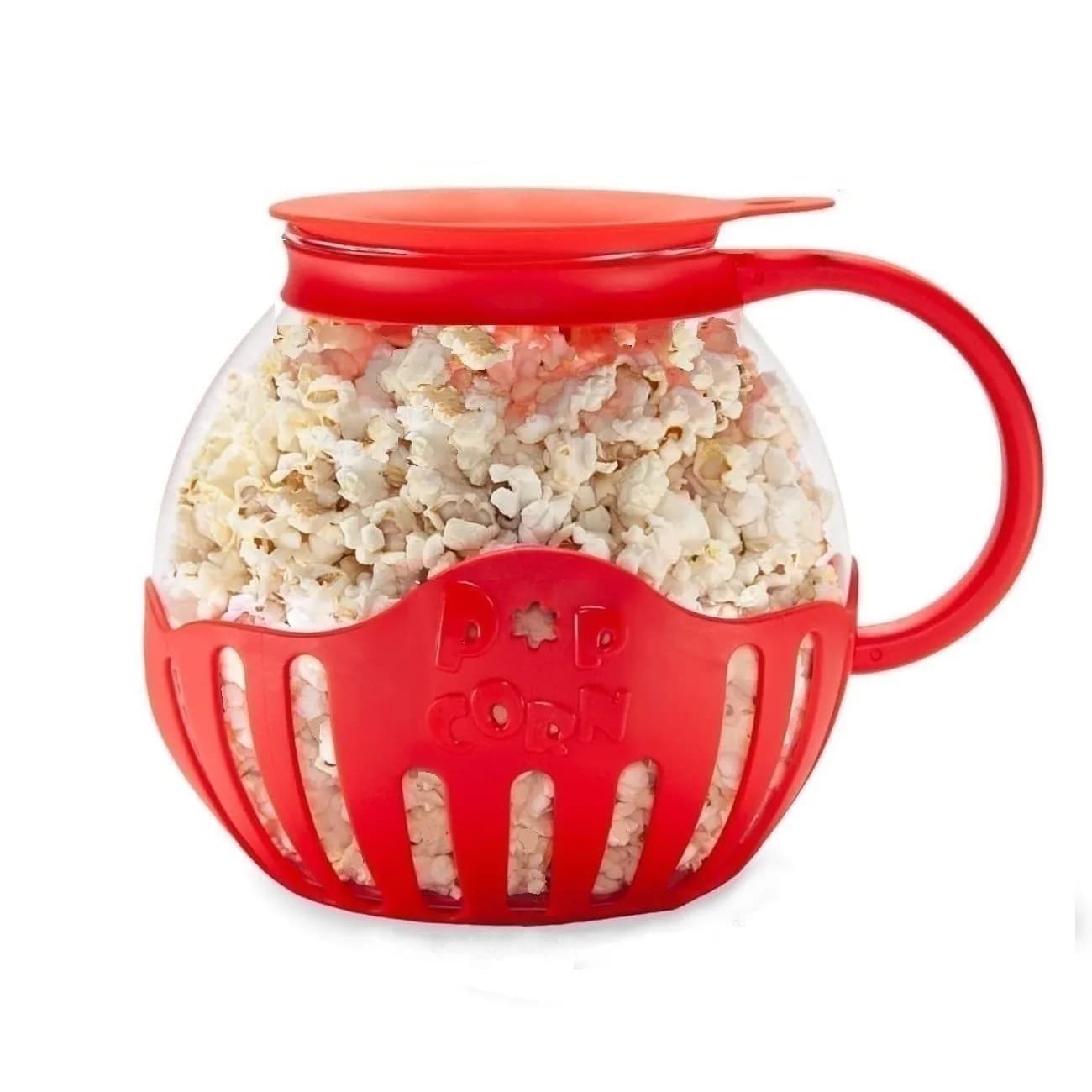 Bol de Vidrio para Palomitas en Microondas - 2.2 L, con Tapa de Silicona, Práctico y Ecológico, Ideal para Cine en Casa