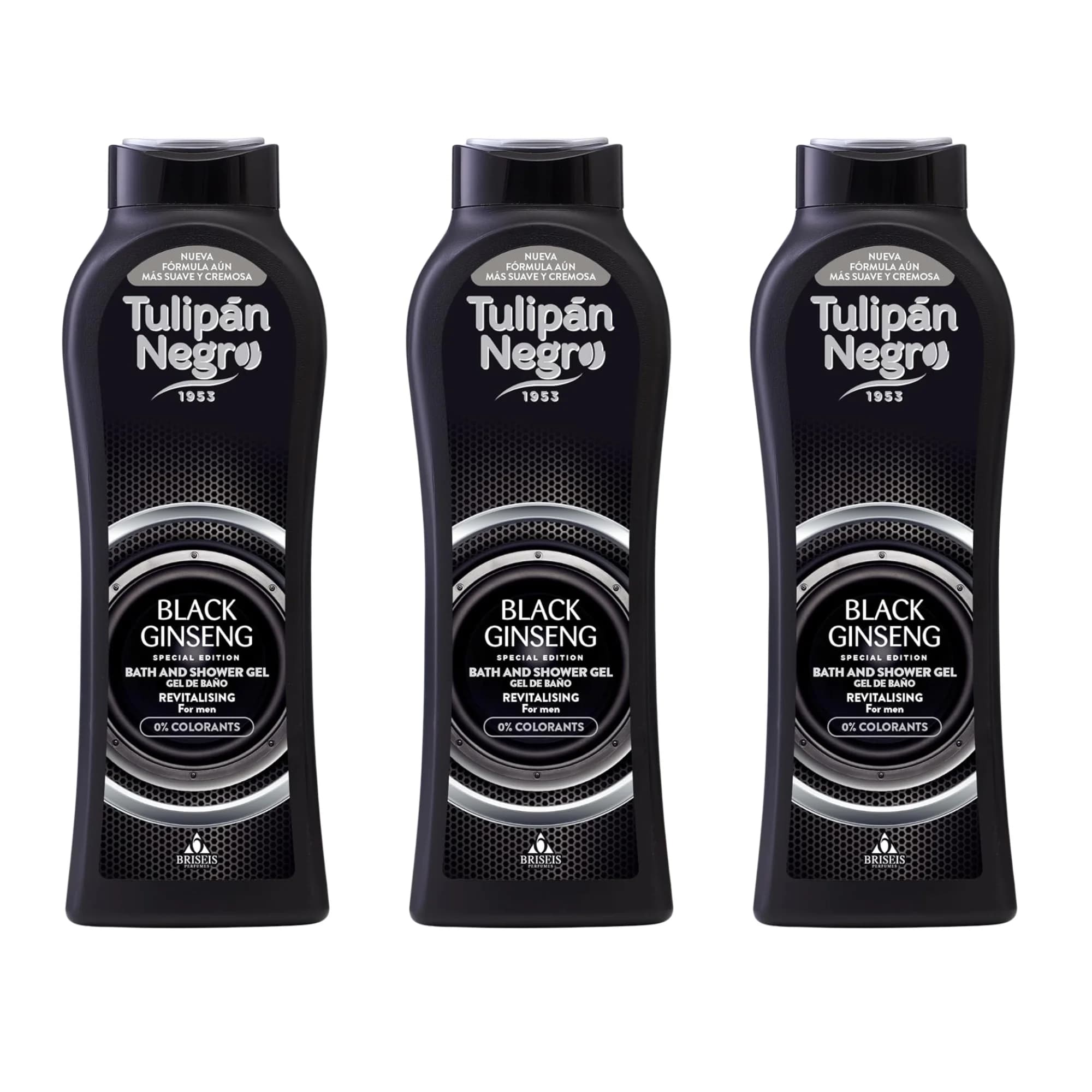 Tulipán Negro Gel - Pack 3 geles Revitalizante Black Ginseng 650 ml | Edición Especial sin Parabenos ni Colorantes | Aroma Fresco Unisex | Vegano