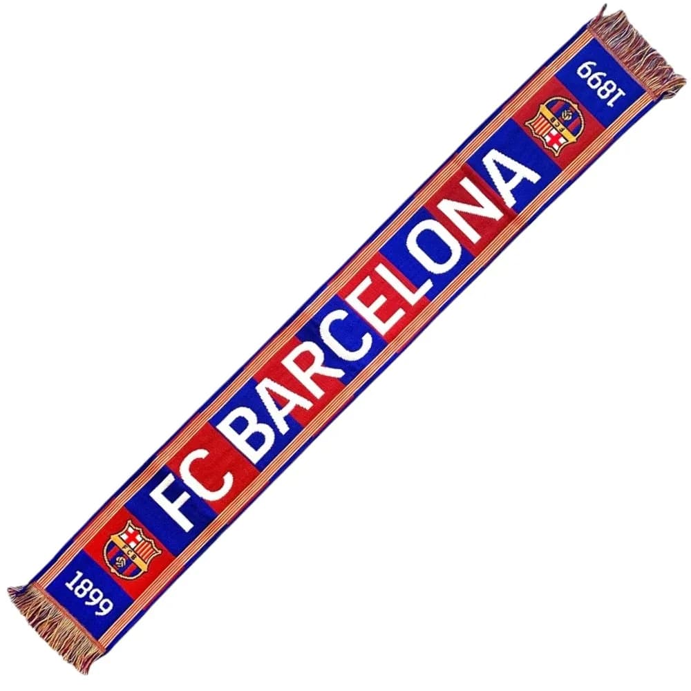 FC Barcelona - Bufanda Oficial Aficionado | Azul y Rojo | Logo 1899 | Tejido Acrílico Resistente | Ideal para Partidos y Eventos