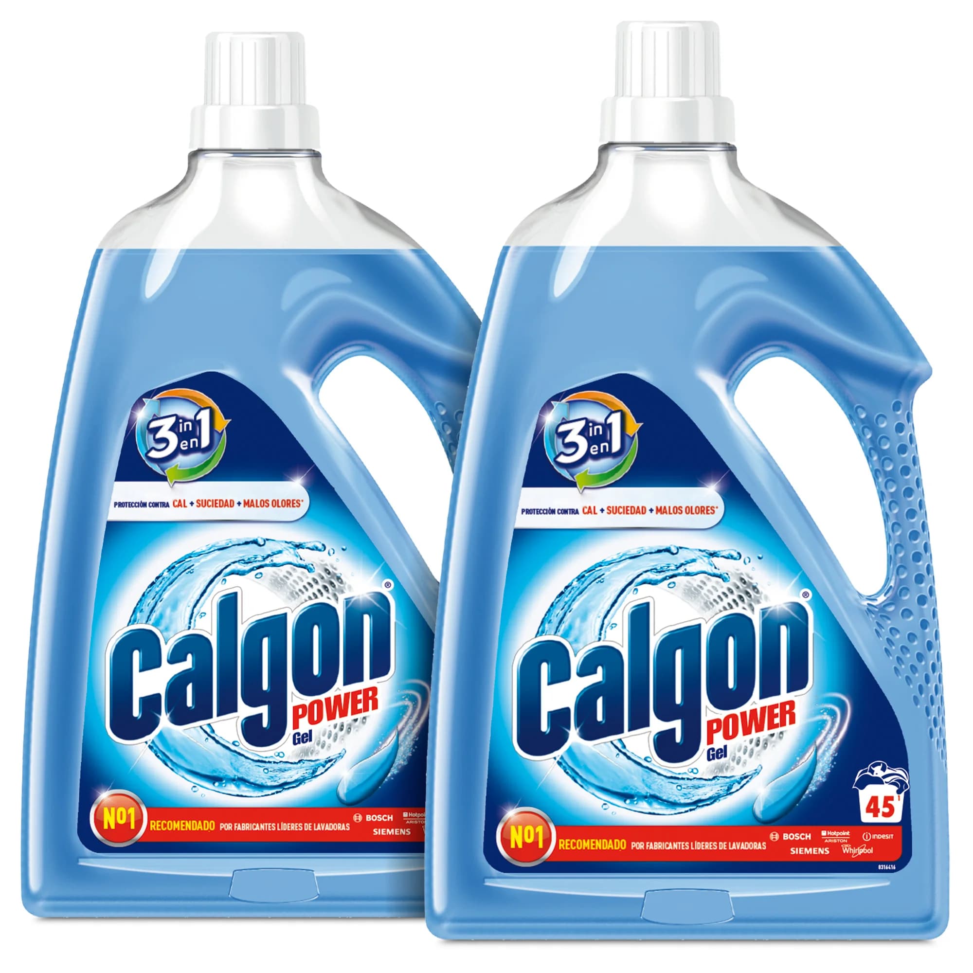 Calgon Power Gel - Antical para la Lavadora, Elimina Olores y Suciedad, en Formato Gel, 4,5L (90 dosis, 2x25 L)