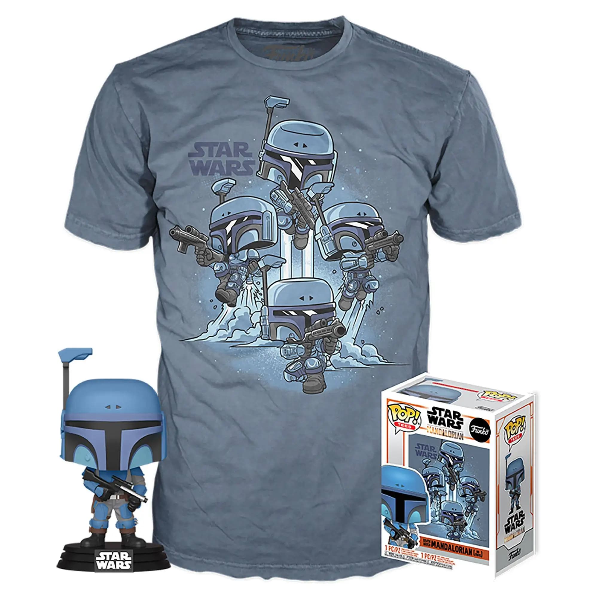 Funko POP & Tee Box Star Wars Mandalorian - Set Exclusivo con Minifigura y Camiseta de Alta Calidad en Talla L