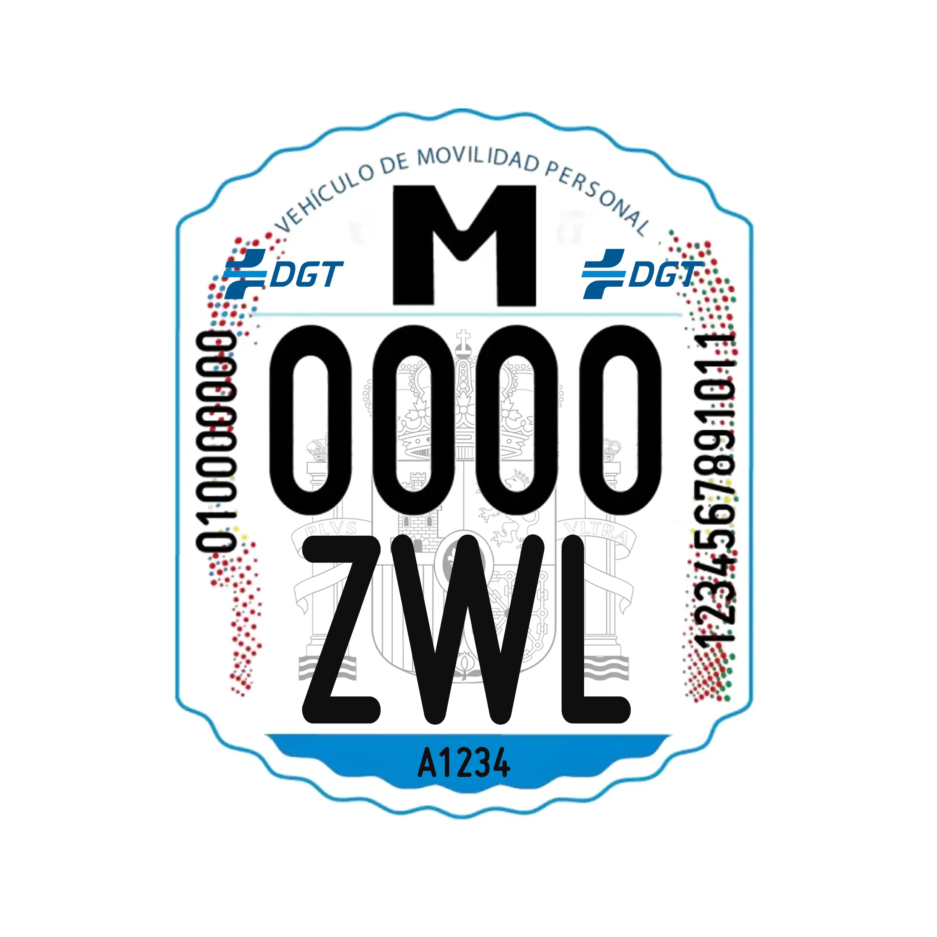 Matrícula Patinete Eléctrico VMP Homologada DGT - Placa Identificativa Obligatoria 2026 para Vehículos de Movilidad Personal - Alta Visibilidad,