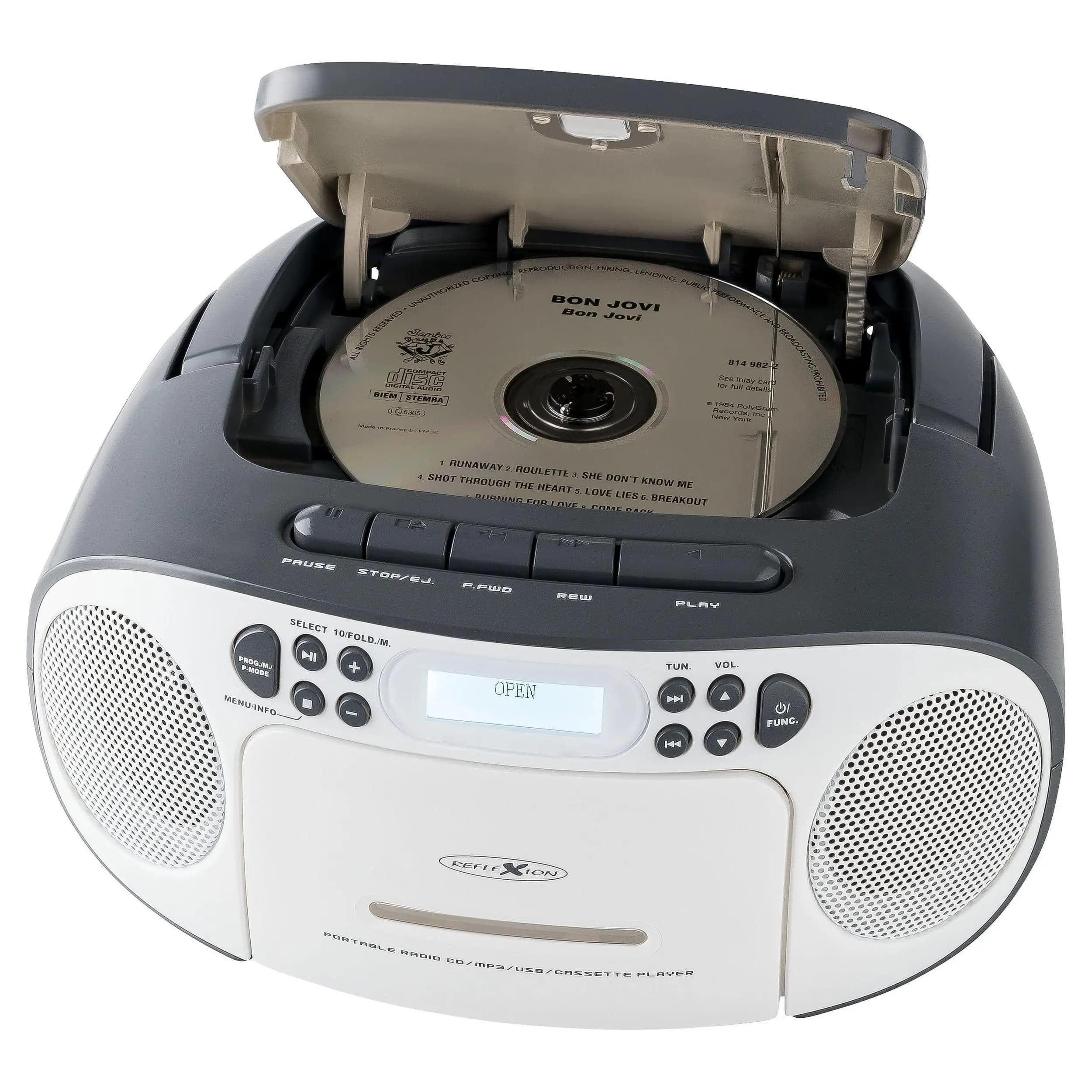 Reflexion RCR2260DAB/GR, Radio estéreo portátil para CD/MP3, USB, Dab+, (2 x 12 W máx. Potencia Musical), Conector AUX IN de 3,5 mm y Salida de