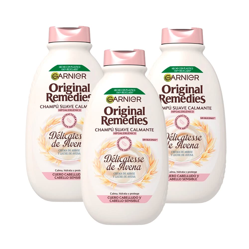 Garnier | Original Remedies Rutina Délicatesse de Avena champú, mascarilla y acondicionador para cuero cabelludo sensible