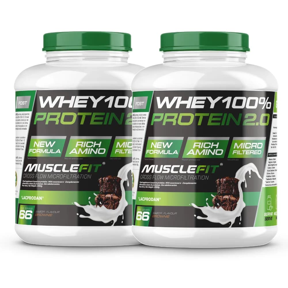 Pack 2 x Whey 100% Protein 2kg  - MuscleFit│MUSCLECULT│Incremento de masa muscular│Proteína│Mas musculo