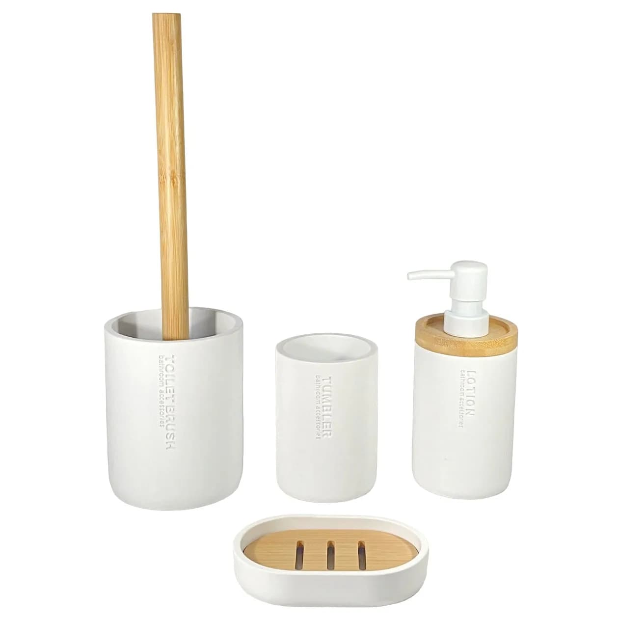 Tendance - Accesorios de baño de poliresina Vaso Portacepillos de Dientes, Dispensador de jabón, Plato de jabón / jabonera, Escobillero de aseo /