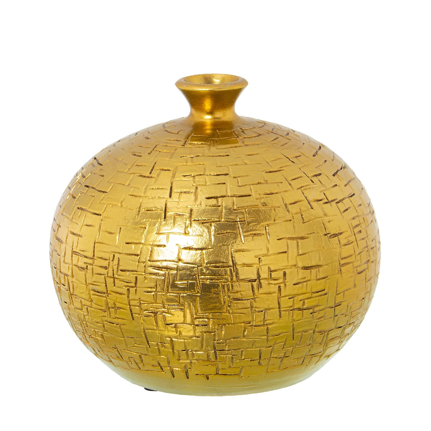 Jarron ceramica diametro 20cm dorado 20x19cm