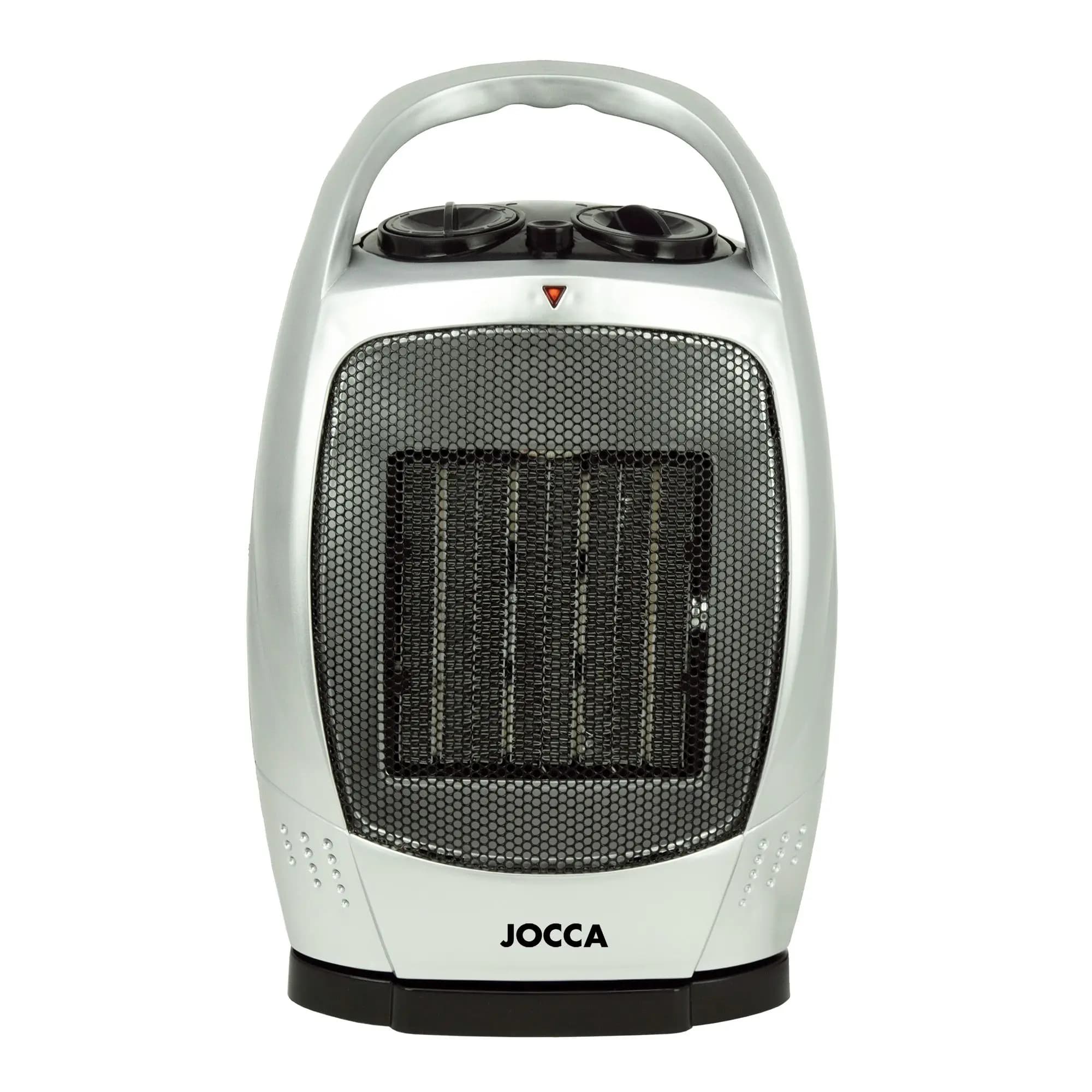 Calefactor Jocca cerámico con doble función: calor y ventilación. Además cuenta con un diseño compacto y ergonómico, oscilación de 60º,