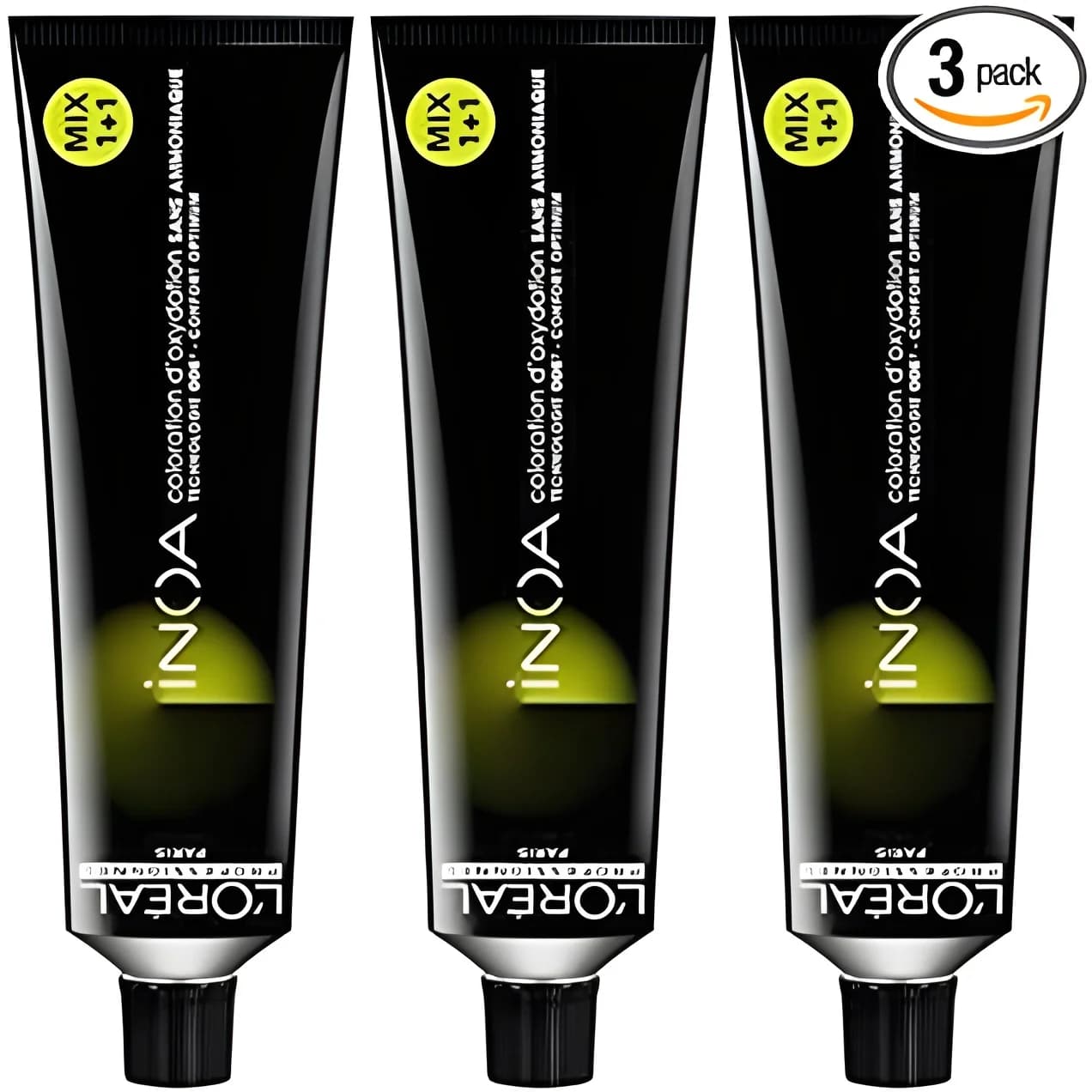 L'oréal Inoa 1 Negro 3x60ml - Tinte Sin Amoniaco para un Color Natural y Cobertura Perfecta de Canas