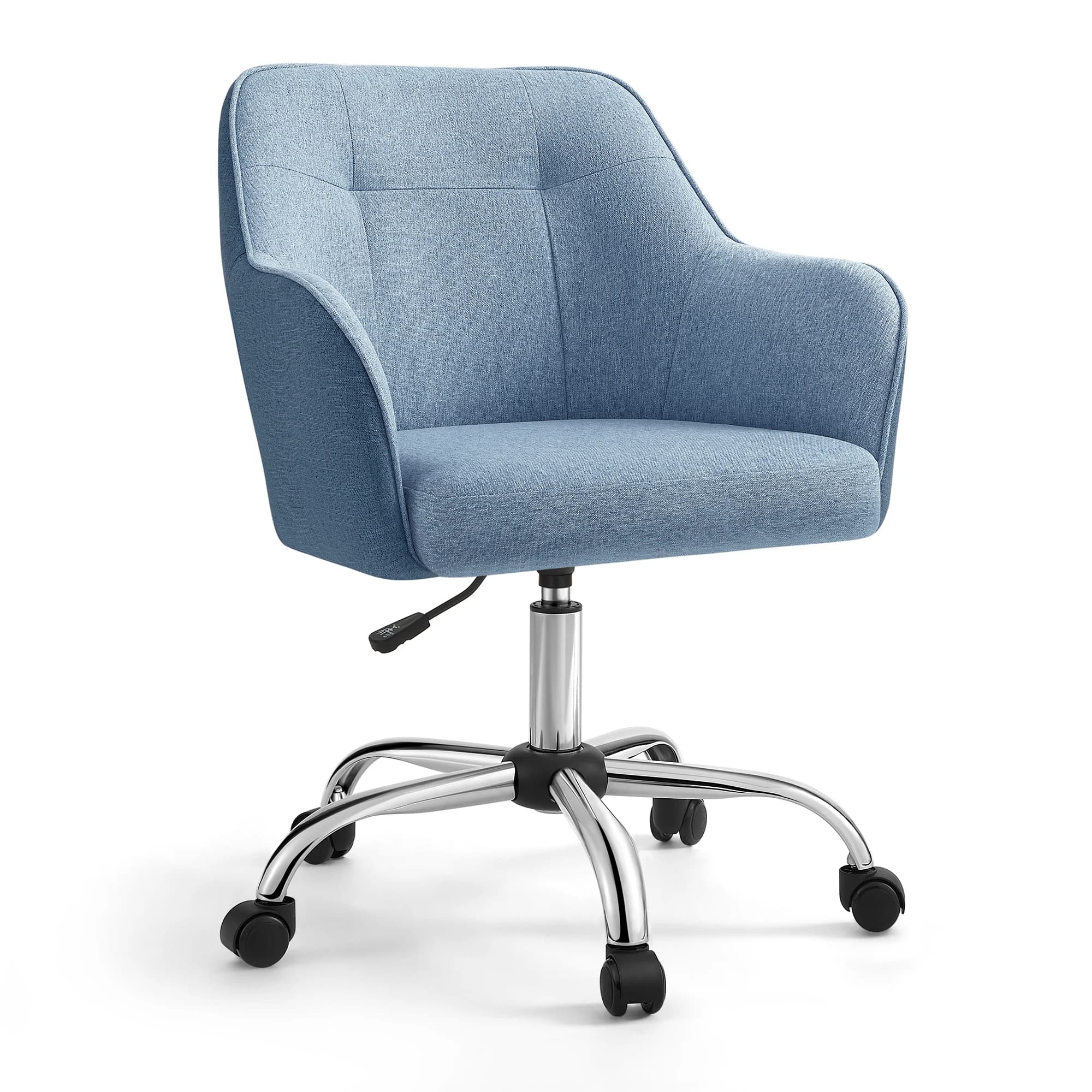 SONGMICS Silla de Estudio, Silla Giratoria, Altura Ajustable, Carga de 110 kg, Marco de Acero, Tela de Algodón-Lino Transpirable, para Estudio,
