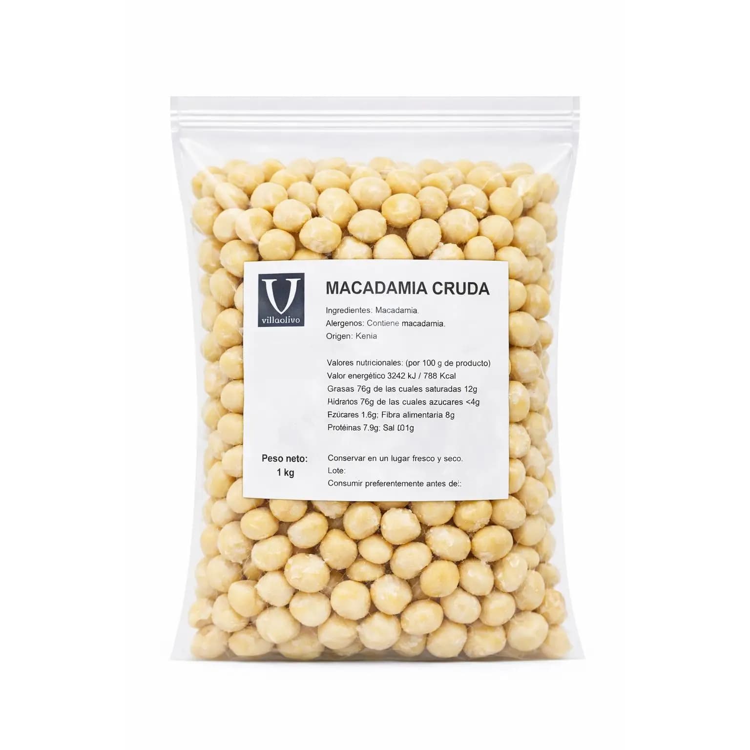 Nuez de Macadamia Villaolivo 1 kg – Gourmet  Crujiente y Suave  Fruto Seco Premium para Recetas y Snacks