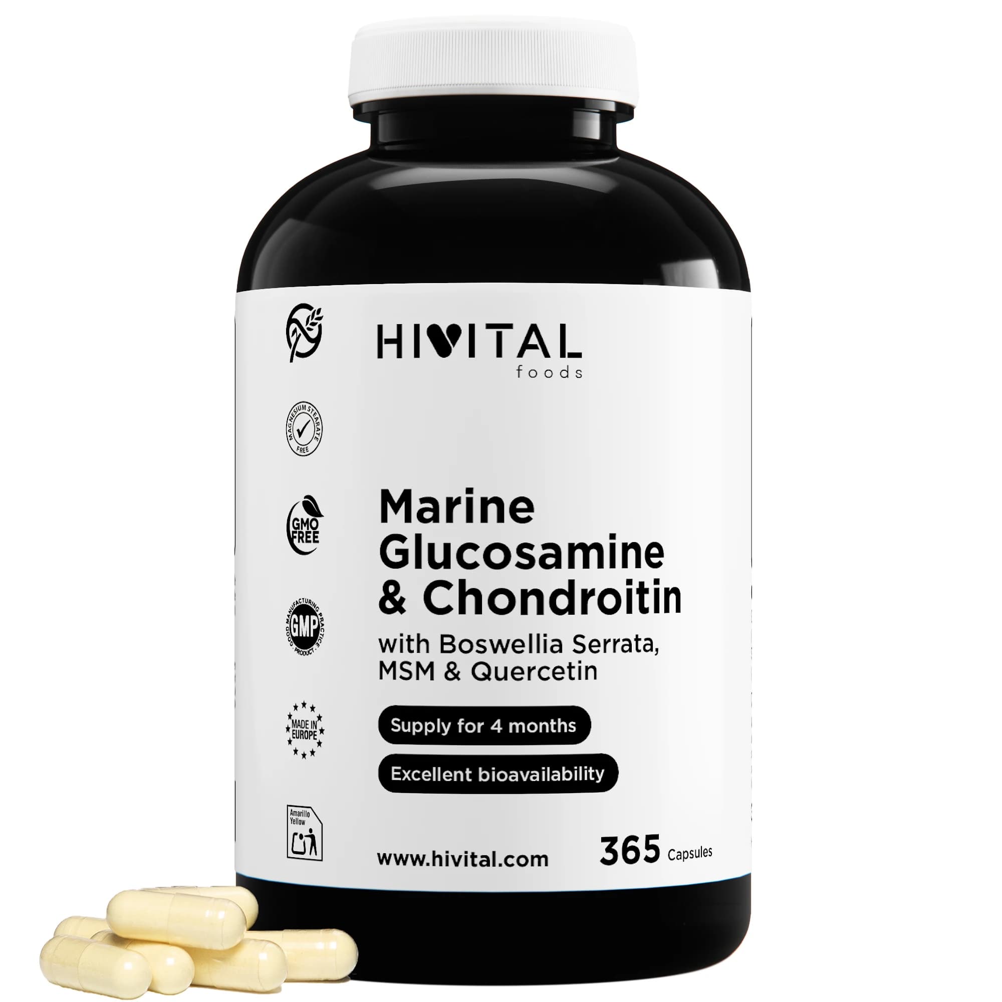 Glucosamina con Condroitina | 365 cápsulas. Hivital